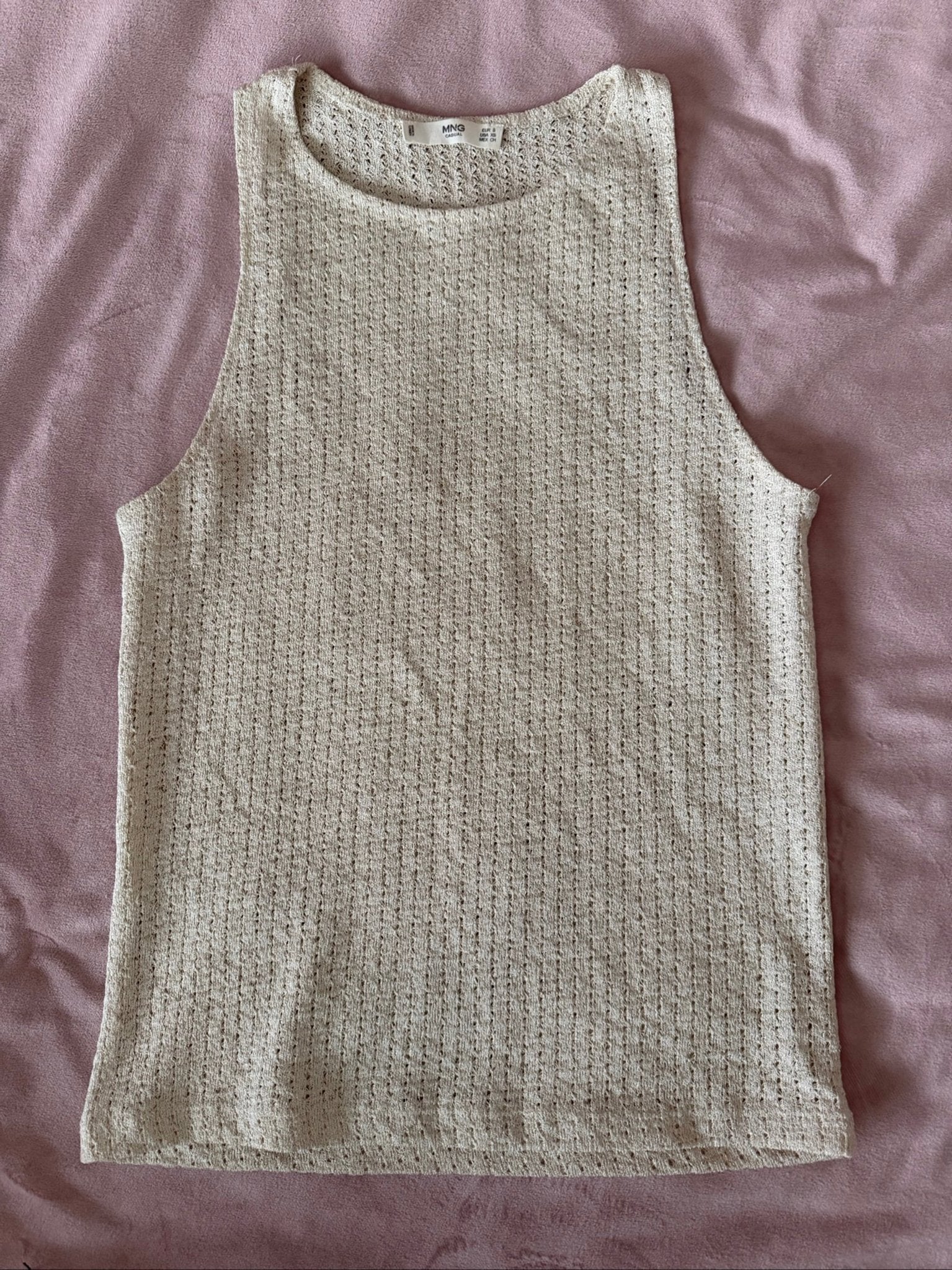 Beige Knit Sleeveless Top Mango Casual EUR S, Mango, Beige, Ophalen of Verzenden, Gedragen