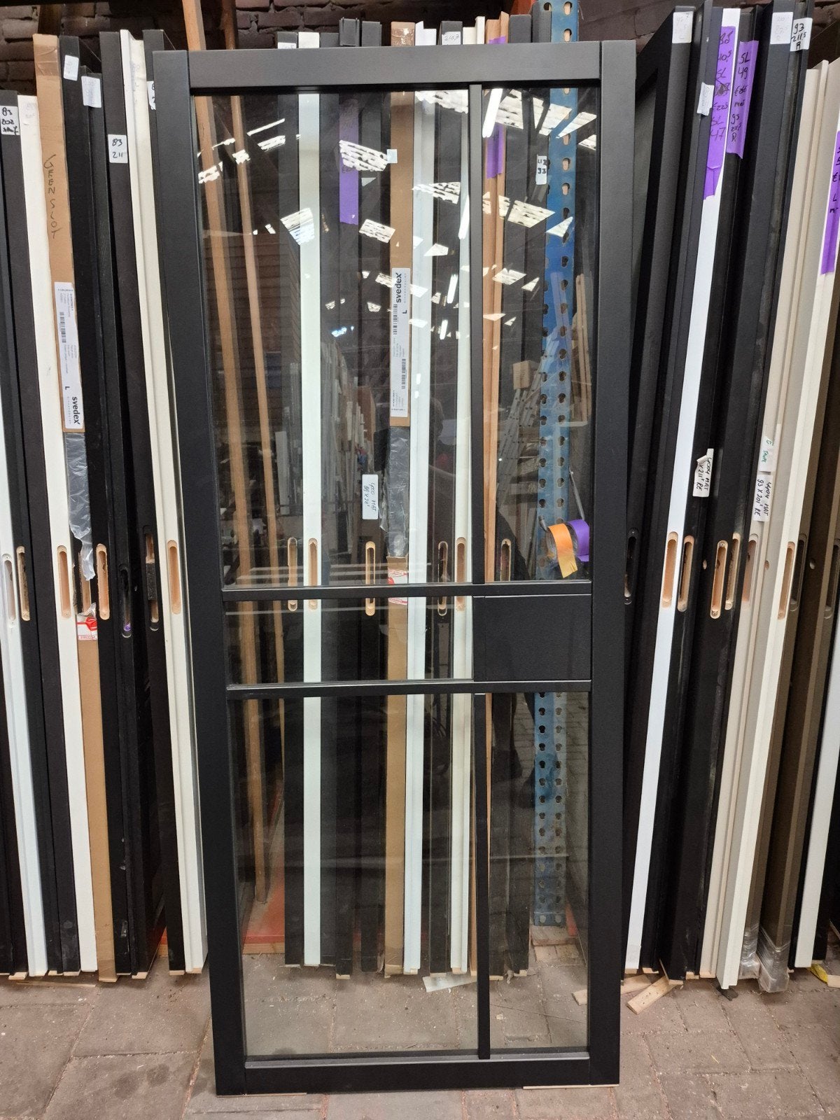 88x211,5cm binnendeur stomp Staal look zwart blank glas SL43, Doe-het-zelf en Verbouw, Deuren en Horren, Ophalen, 80 tot 100 cm