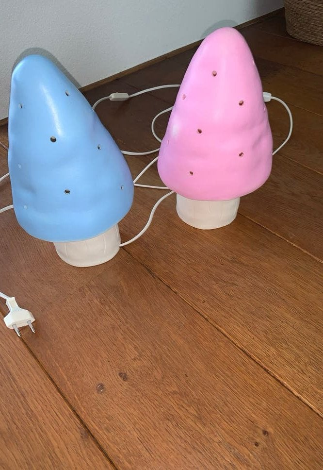 Vintage Heico paddenstoel lampen roze en blauw, Ophalen of Verzenden