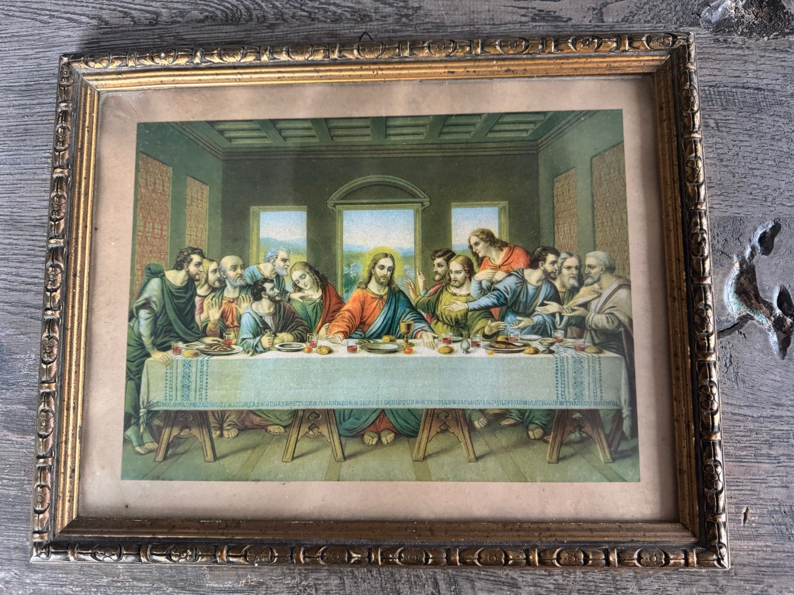 Antieke Lijst met 'Het Laatste Avondmaal' Print, Ophalen of Verzenden