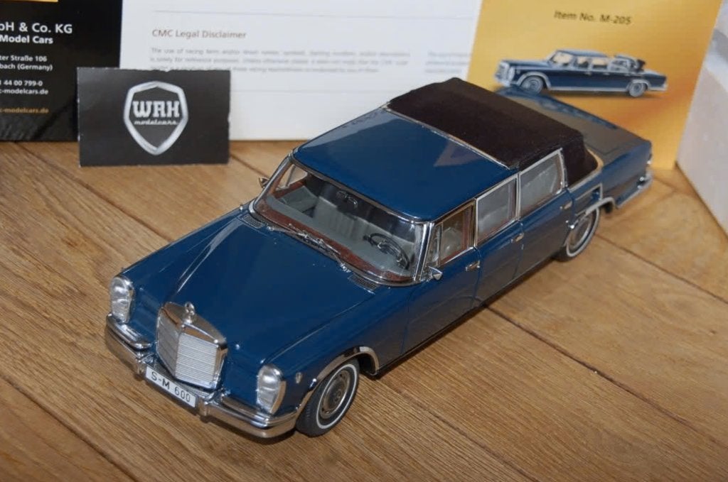 1:18 Mercedes 600 Landaulette blue CMC M-205 USED! inbox WRH, Hobby en Vrije tijd, Modelauto's | 1:18, Verzenden, Gebruikt, Auto