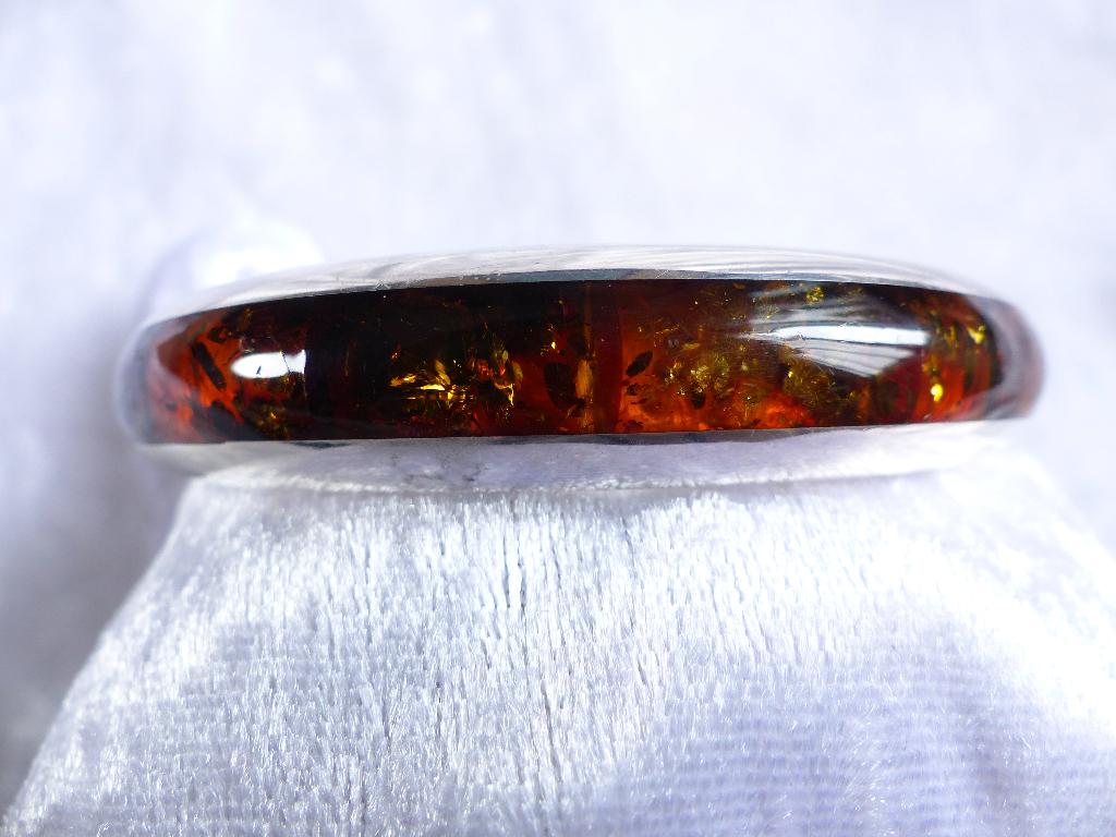Prachtige Handgemaakte Zilver Armband ingelegd met Barnsteen, Sieraden, Tassen en Uiterlijk, Verzenden, Zilver, Armband, Met edelsteen