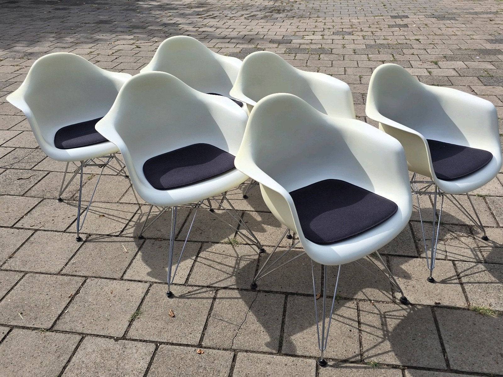 Vitra Eames DAR stoelen , 6 stuks., Huis en Inrichting, Ophalen, Kunststof, Gebruikt, Wit
