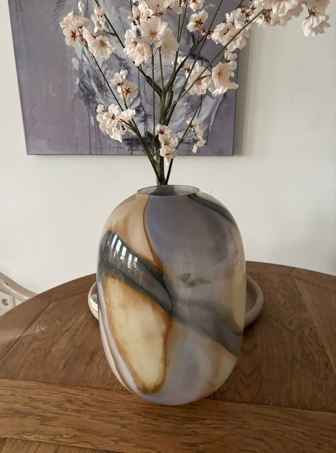 H&M Home Organische Glazen Vaas met Abstract Patroon, Meerkleurig, Verzenden, Met patroon/structuur, Glas