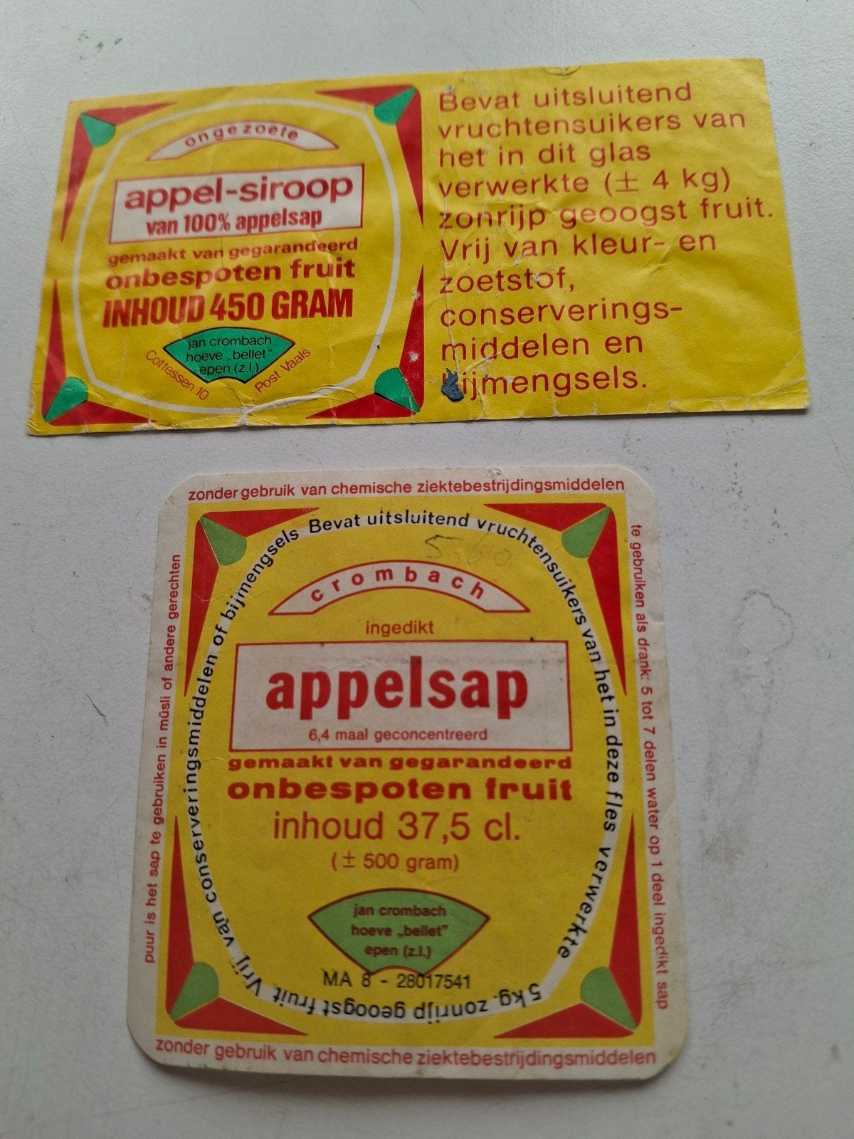 etiketten J,Crombach Epen Z.Limburg., Ophalen of Verzenden, Zo goed als nieuw, Overige typen