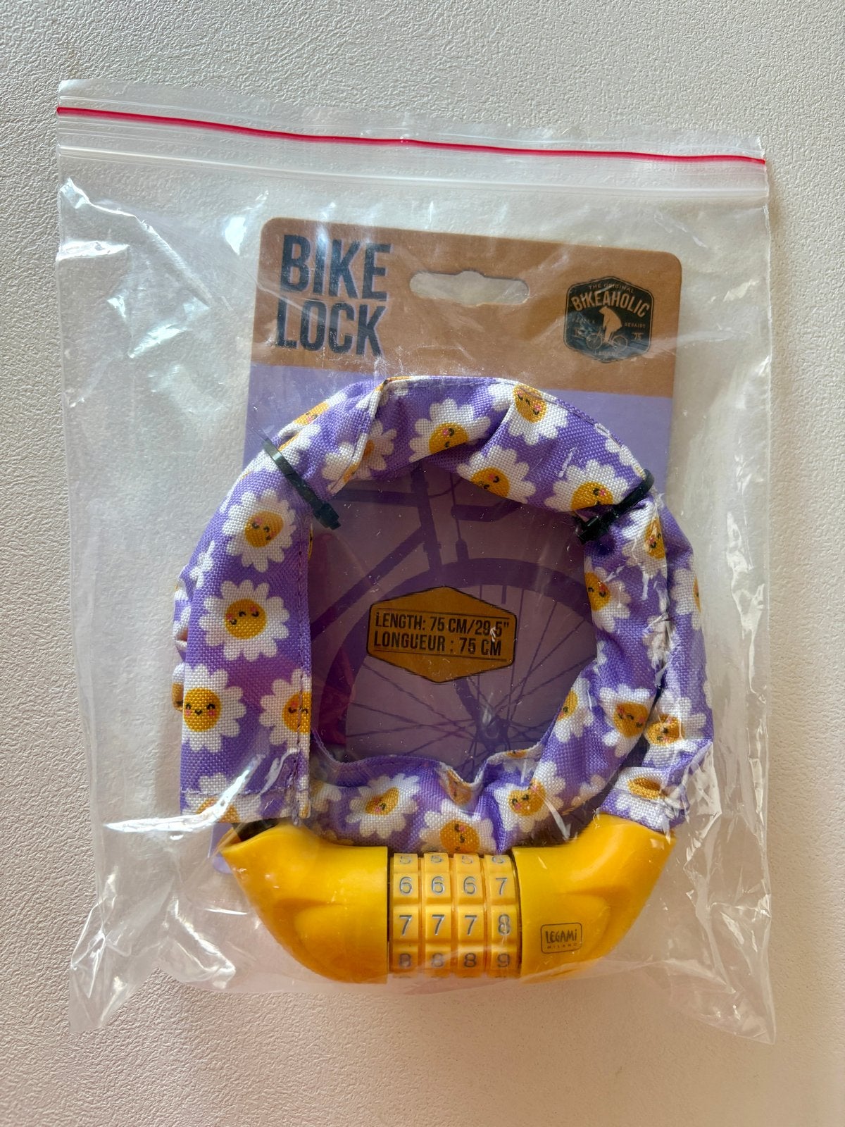 Bike Lock Legami - Bloemenprint Combinatieslot 75cm, Ophalen of Verzenden, Nieuw, Combinatieslot