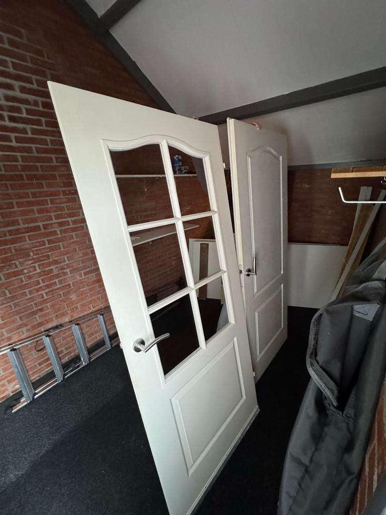 Set van 2 Kamerdeuren - Binnendeuren met Glas en Paneel, Gebruikt, 80 tot 100 cm, Binnendeur, Ophalen of Verzenden
