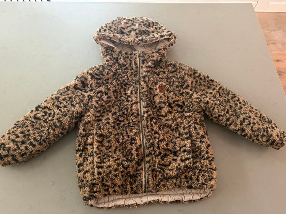 Winterjas Like Flo 116- Luipaardprint & Beige, Ophalen, Zo goed als nieuw, Meisje, Jas