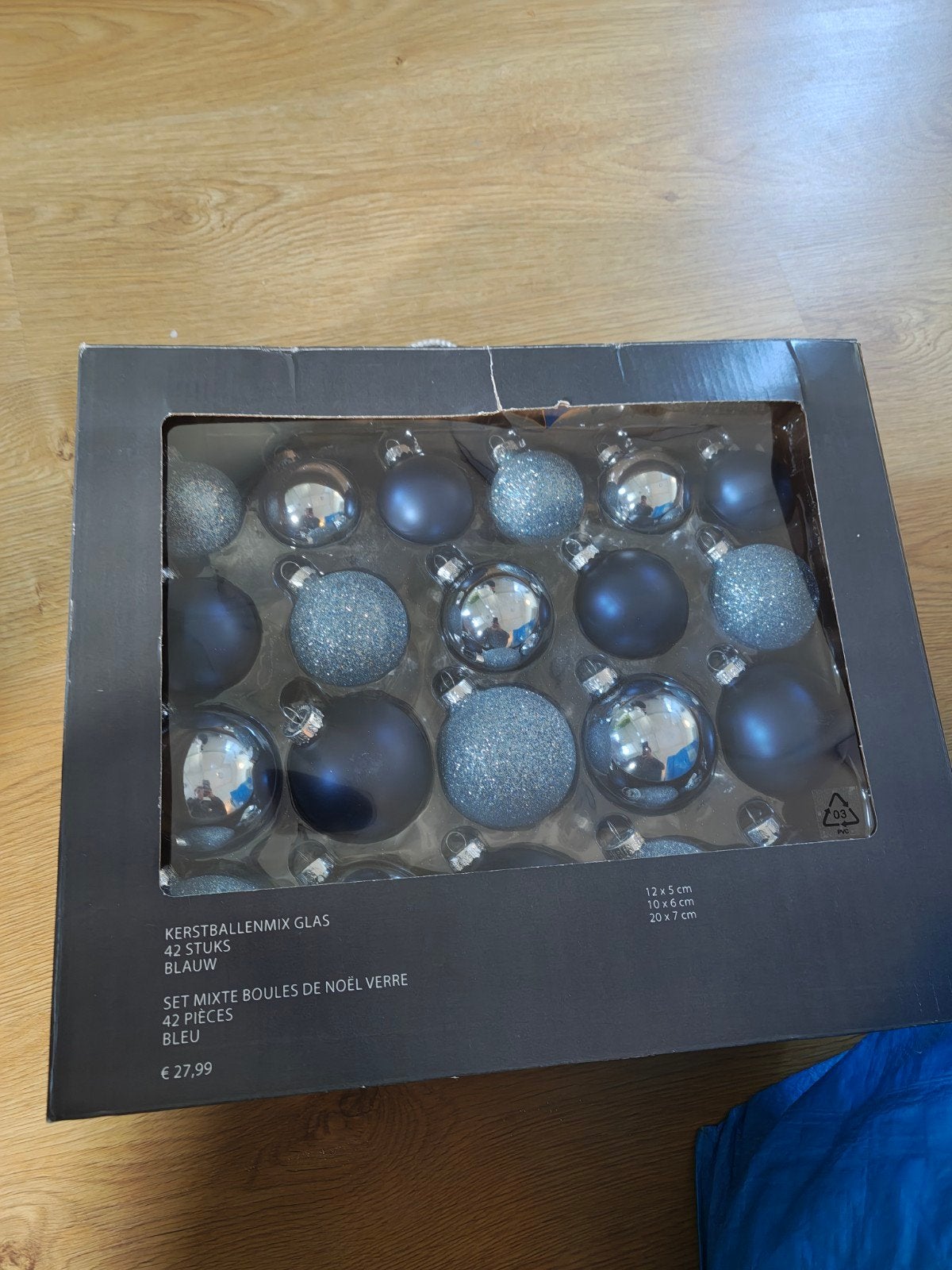 blauwe kerstballen en lampjes gratis ophalen, Diversen, Ophalen, Zo goed als nieuw