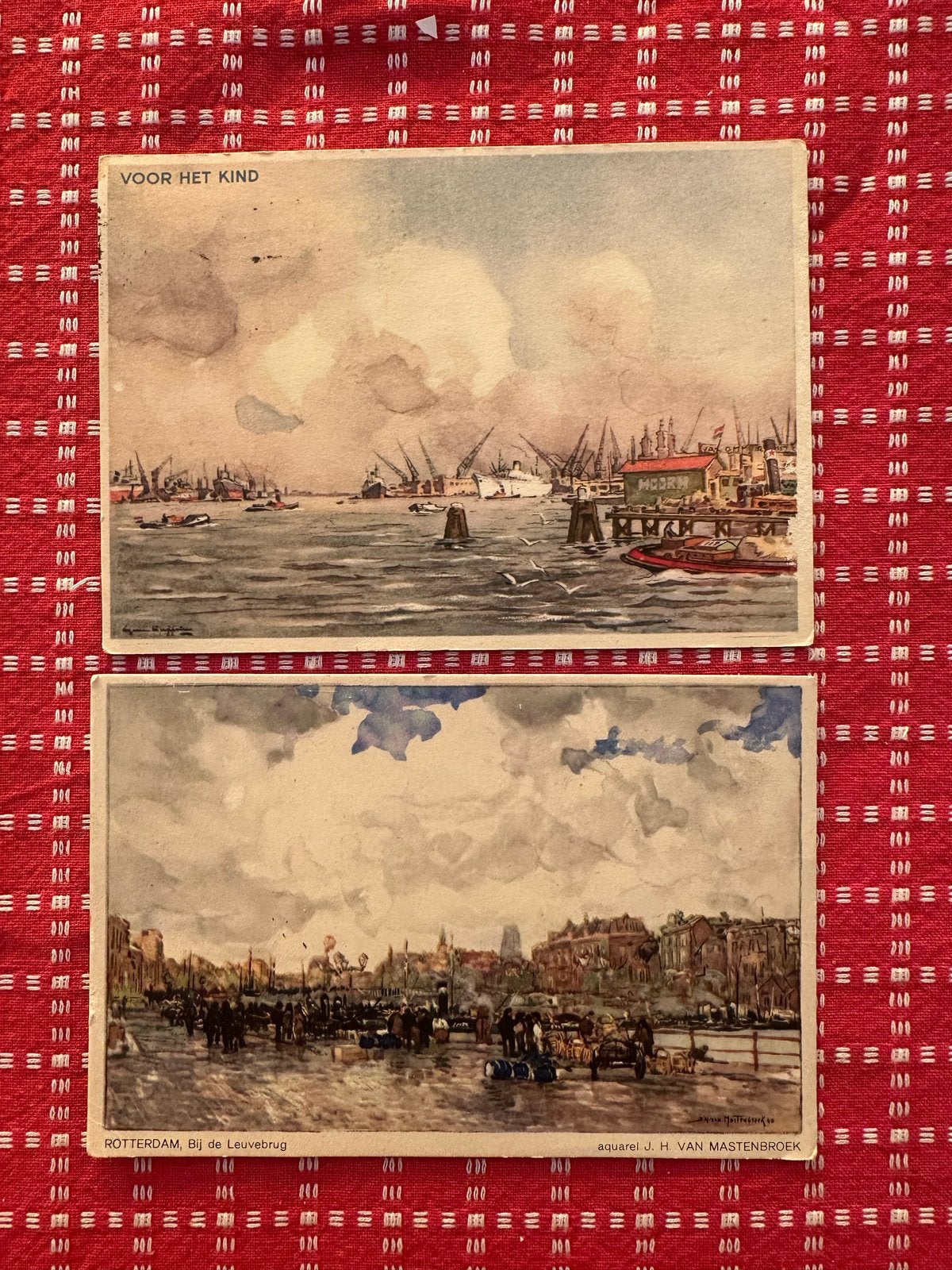 2 Oude Ansichtkaarten Rotterdam - J.H. van Mastenbroek, Ophalen of Verzenden, 1940 tot 1960, Gelopen, Zuid-Holland