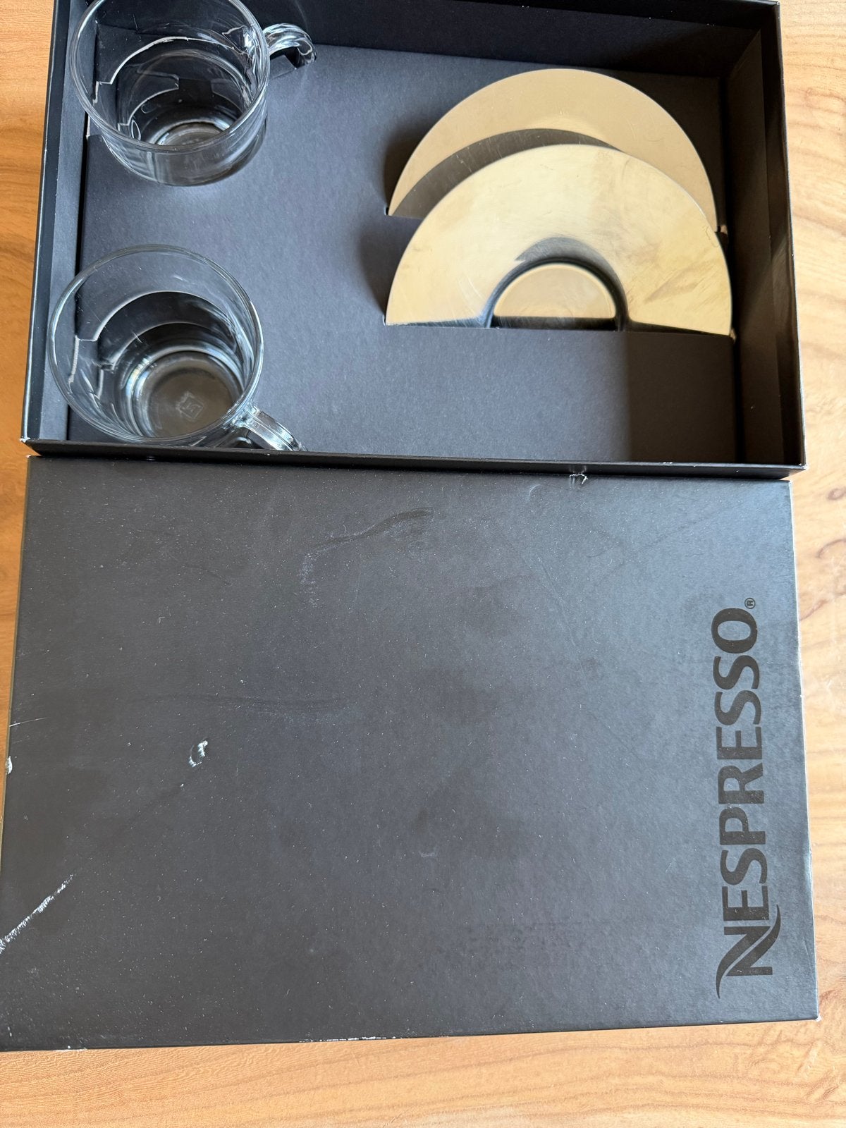 Nespresso View Collection Espresso Kopjes met Schotels, Zilver, Ophalen of Verzenden, Zo goed als nieuw, Overige merken