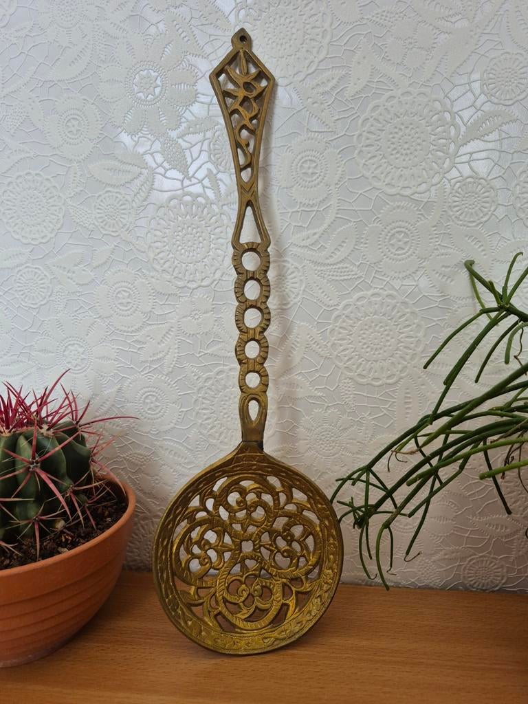 Vintage koper messing schuimspaan, Ophalen of Verzenden, Koper