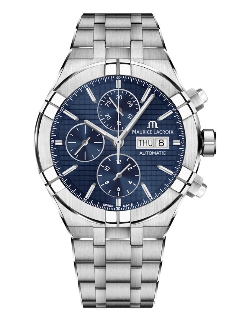 Maurice Lacroix Aikon Chronograaf Automaat Blauw, Sieraden, Tassen en Uiterlijk, Overige merken, Staal, Polshorloge, Ophalen of Verzenden