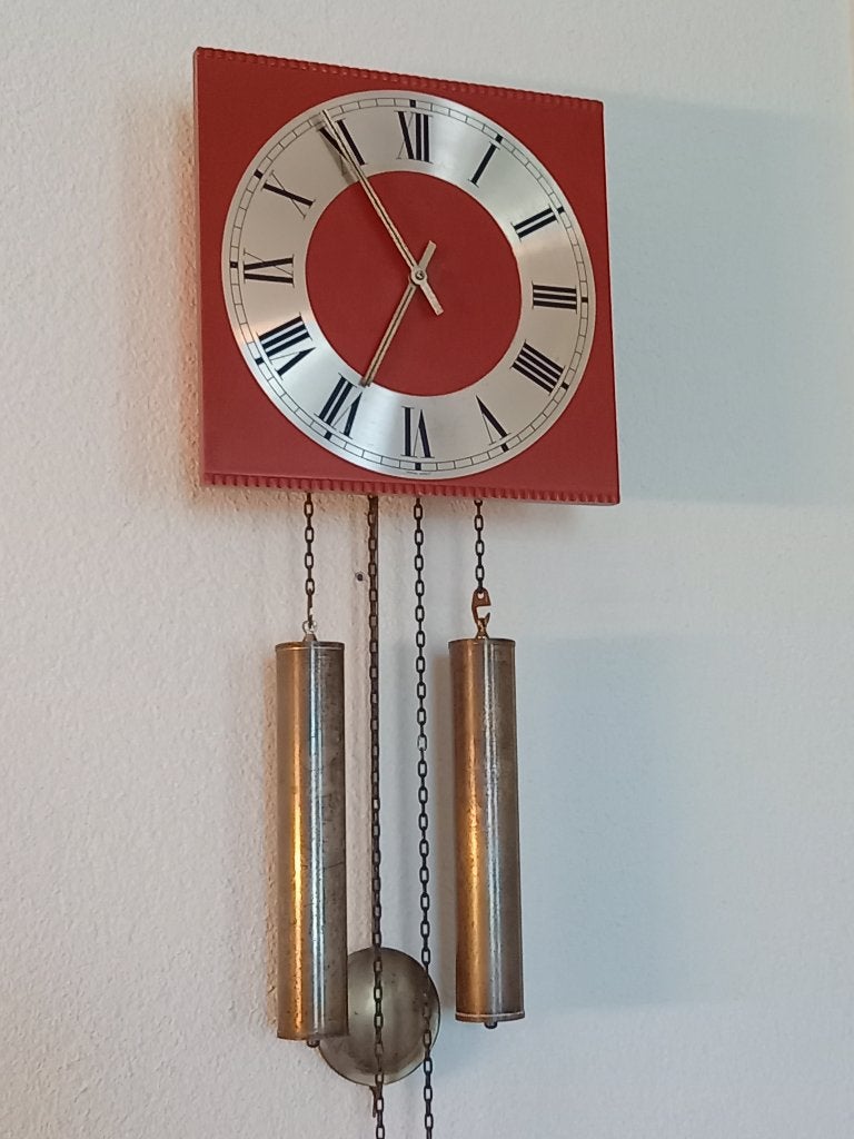 Retro 70's wandklok met bim-bam slagwerk van het merk AMS, Ophalen, Analoog, Met slagwerk, Retro