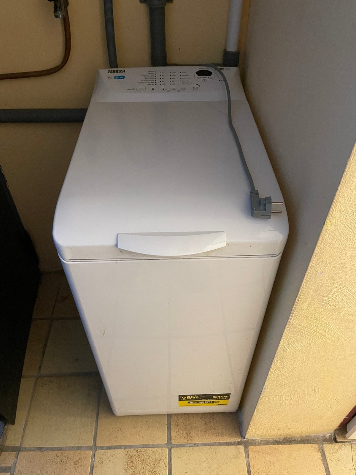 Zanussi Lindo 100 wasmachine (bovenlader) te koop, Ophalen, Zo goed als nieuw, 1200 tot 1600 toeren, 85 tot 90 cm