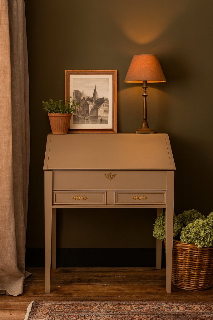 Prachtige authentieke secretaire klep bureau uit 1870, Ophalen, Zo goed als nieuw