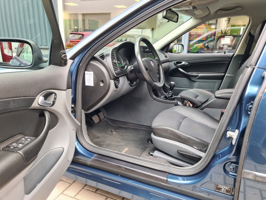 Saab 9-3 Sport Sedan 1.8t Linear Trekhaak, Auto's, Gebruikt, 4 cilinders, 150 pk, Blauw