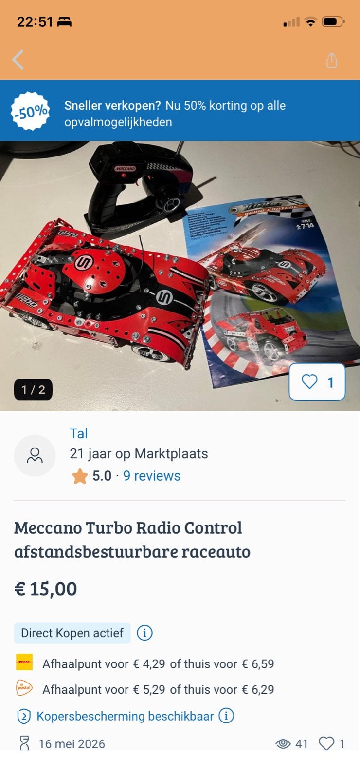 Meccano Turbo RC raceauto - Zo goed als nieuw, Ophalen of Verzenden, Zo goed als nieuw, Auto, Overige merken