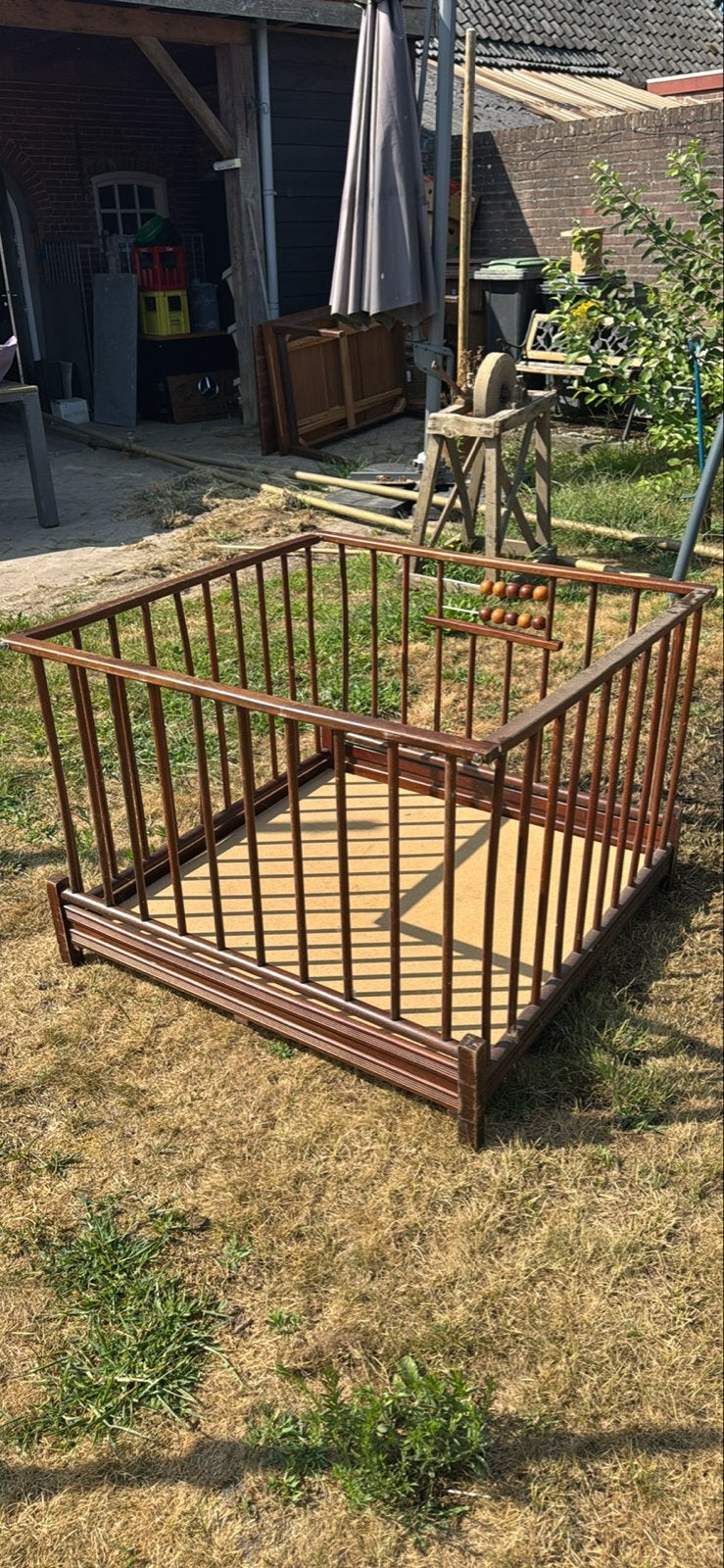 Houten box voor baby of peuter, Ophalen, Gebruikt, Vierkant, Boxkleed
