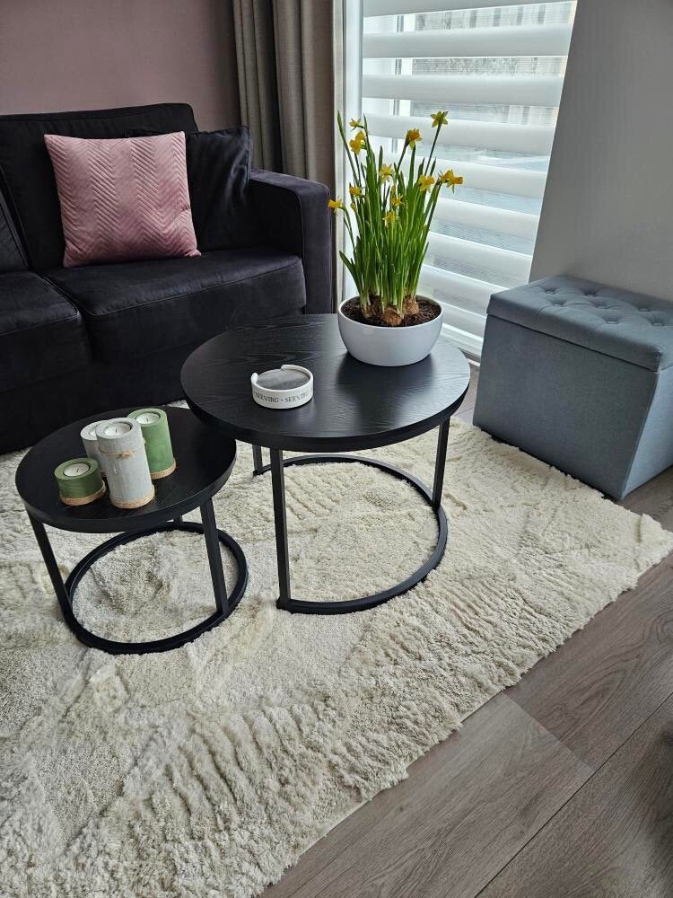 Foto 2 van Home Heaven Salontafel Rond Zwart Hout 60 en 40cm
