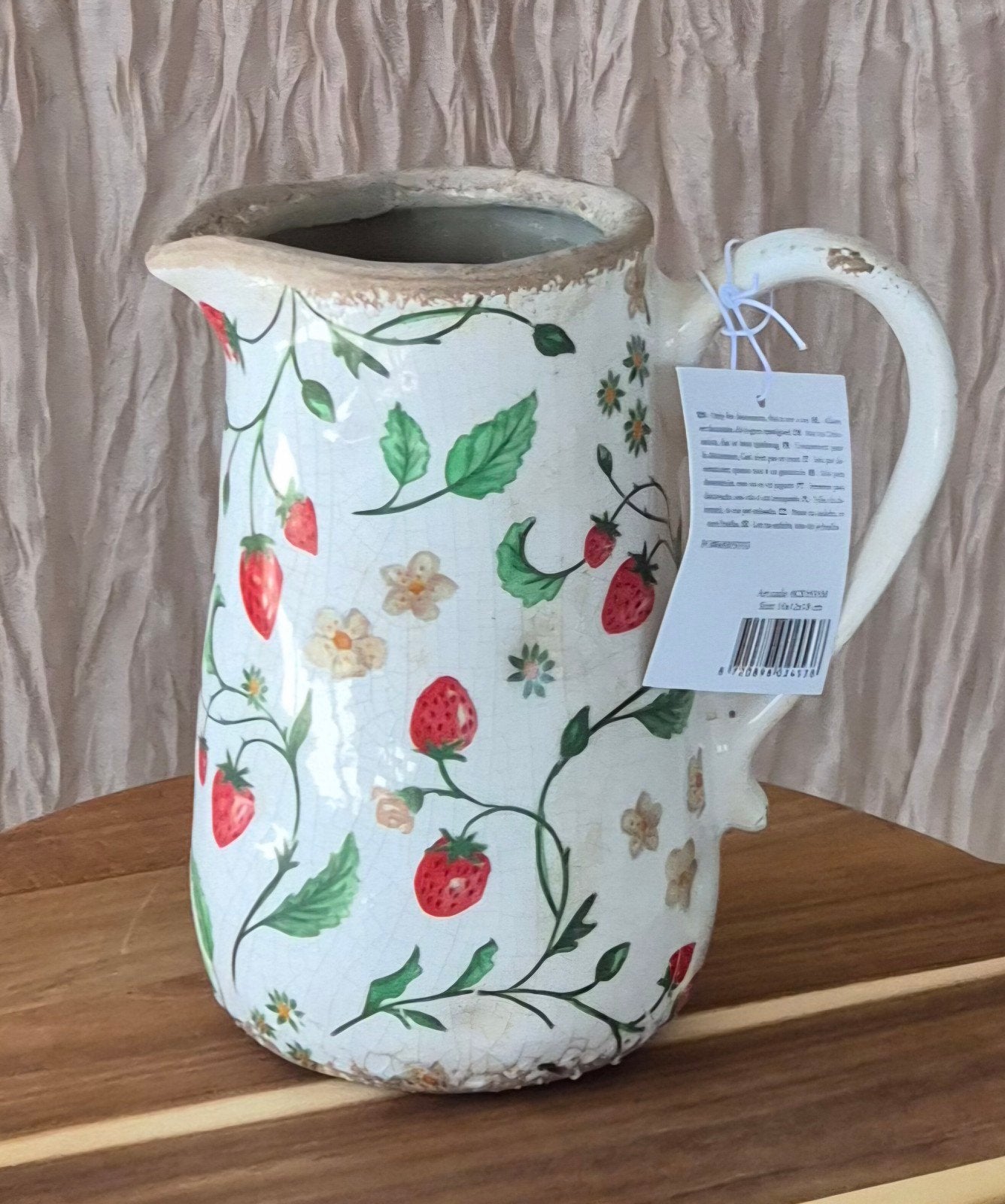 Decoratieve kan van Clayre en Eef met aardbeienpatroon, Meerkleurig, Verzenden, Nieuw, Landelijk
