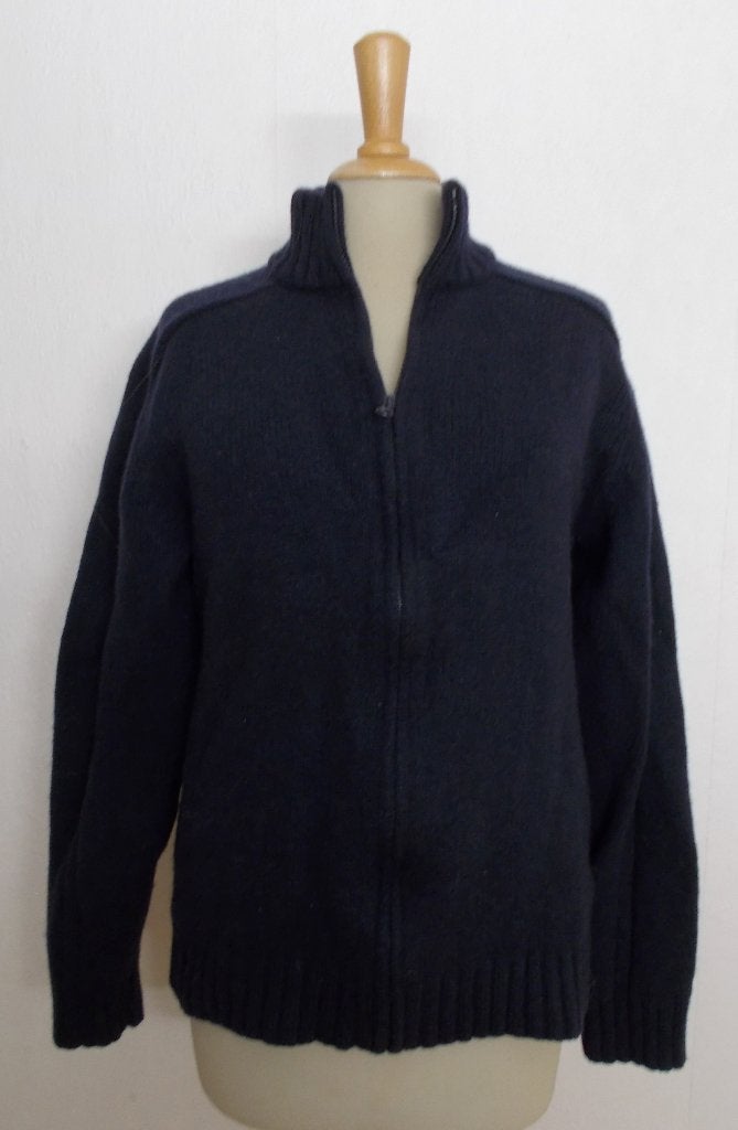 100% lamswol donkerblauw basic unisex vest met rits! M, Verzenden, Zo goed als nieuw, Maat 38/40 (M), Blauw