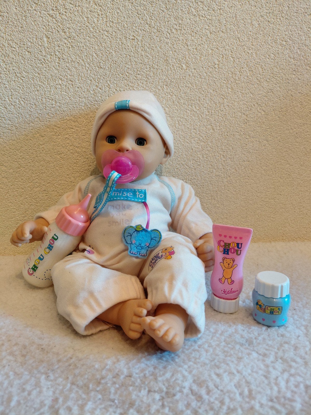 Chou Chou Babypop  🍼🩷+ Chou Chou Spulletjes., Kinderen en Baby's, Speelgoed | Poppen, Ophalen of Verzenden, Gebruikt, Babypop