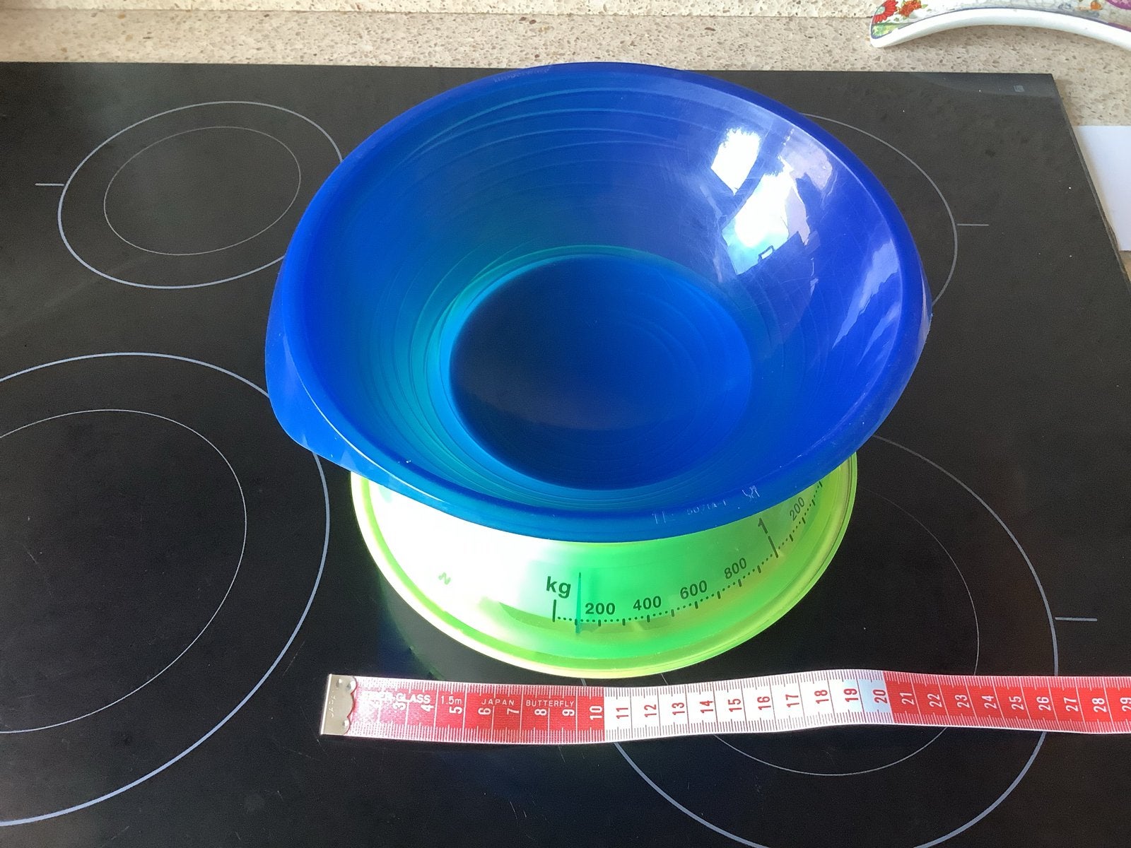 Tupperware weegschaal met losse schaal - blauw/groen, Ophalen, Zo goed als nieuw, Blauw