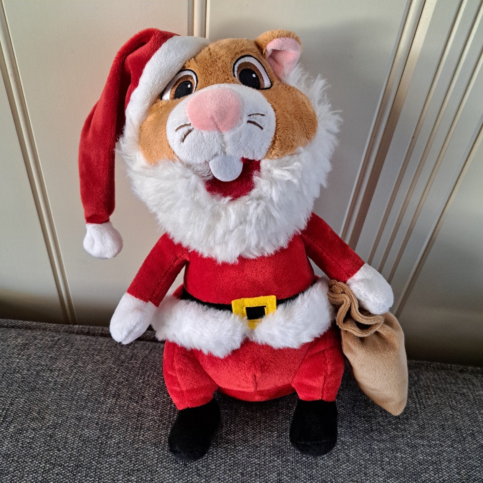 Kerstman Hamster Knuffel - 27cm, Gebruikt, Overige karakters, Hamster, Ophalen of Verzenden
