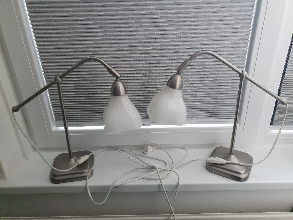 Set van 2 moderne tafellampen met verstelbare arm, Ophalen, Gebruikt, Overige merken, E14 (klein)