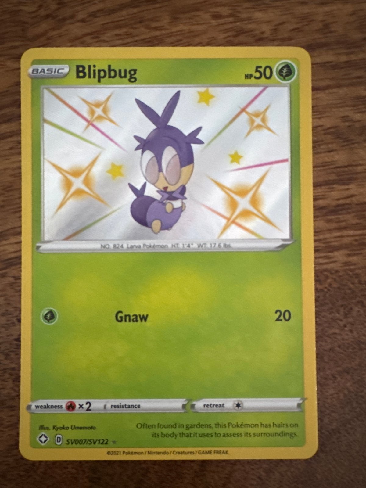 Pokémon Kaart Blipbug SV007/SV122 Glanzend, Ophalen of Verzenden, Zo goed als nieuw, Losse kaart, Foil