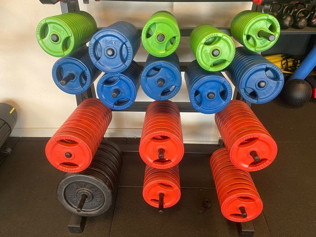 Complete Bodypump set – diverse gewichten, Sport en Fitness, Fitnessmaterialen, Ophalen, Gebruikt, Overige typen