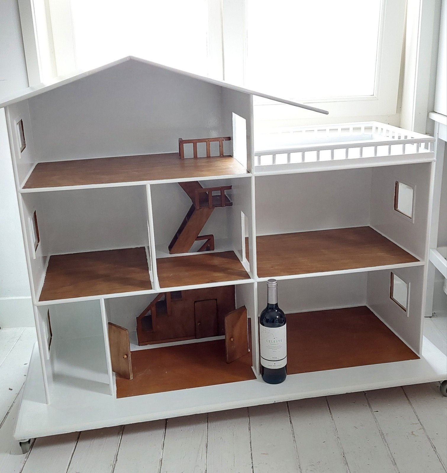 GROOT Poppenhuis Barbiehuis 1.25 breed Villa Hout, Ophalen, Gebruikt, Poppenhuis