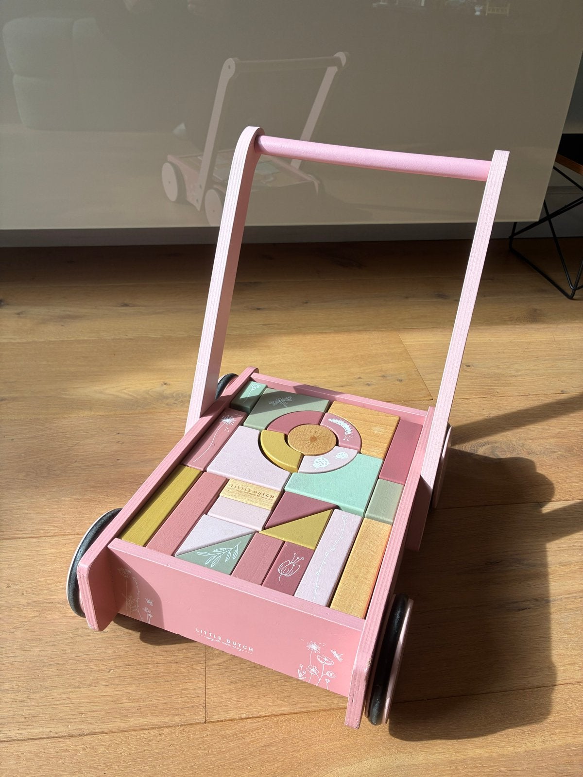 Little Dutch Houten Loopwagen met Blokken - Roze, Kinderen en Baby's, Ophalen, Gebruikt, Duw- of Trekspeelgoed