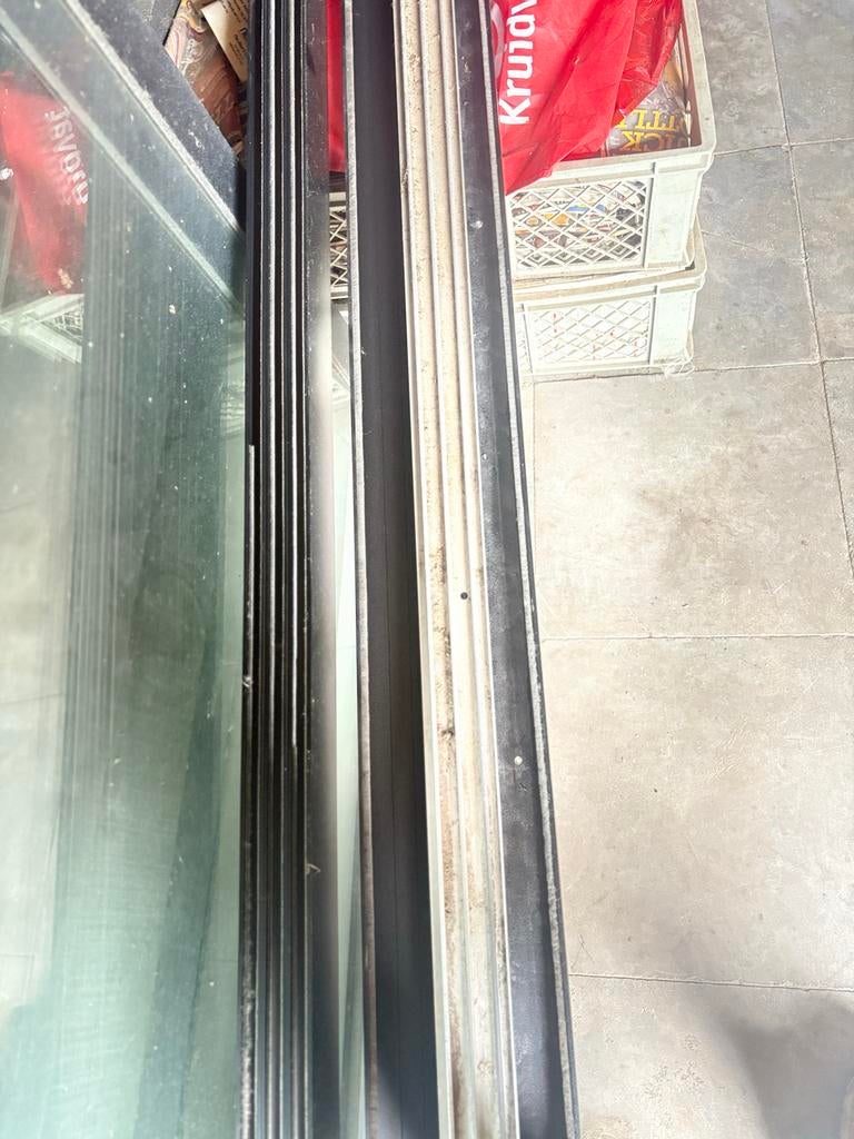 Glazen schuifdeuren veranda, Doe-het-zelf en Verbouw, Glas en Ramen, Ophalen of Verzenden, Gebruikt, Glasplaat, 160 cm of meer
