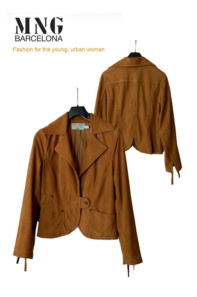 MNG cognac kleurig suede jasje maat 38, Maat 38/40 (M), Bruin, Verzenden, MNG