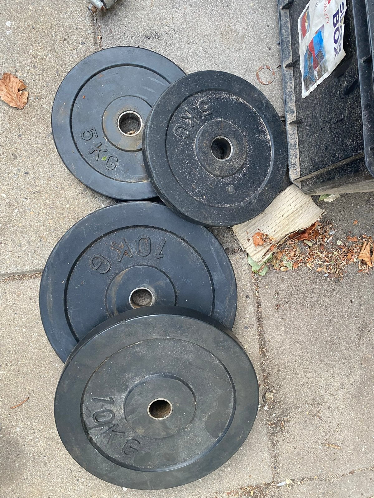 Halterschijven set 5kg, 10kg, Sport en Fitness, Ophalen, Gebruikt, Armen, Halterschijven
