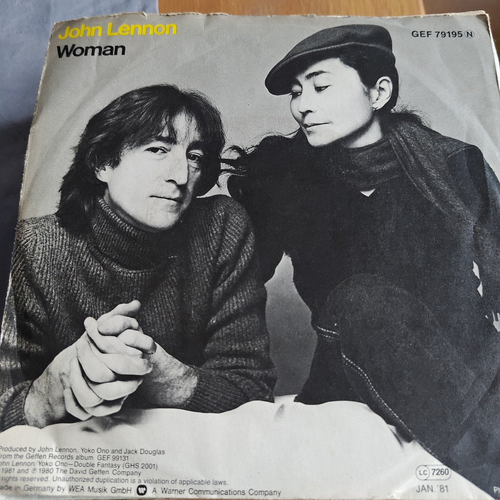 John Lennon - Woman (Single, 1981), Gebruikt, Fotohoes, 7 inch, Ophalen of Verzenden