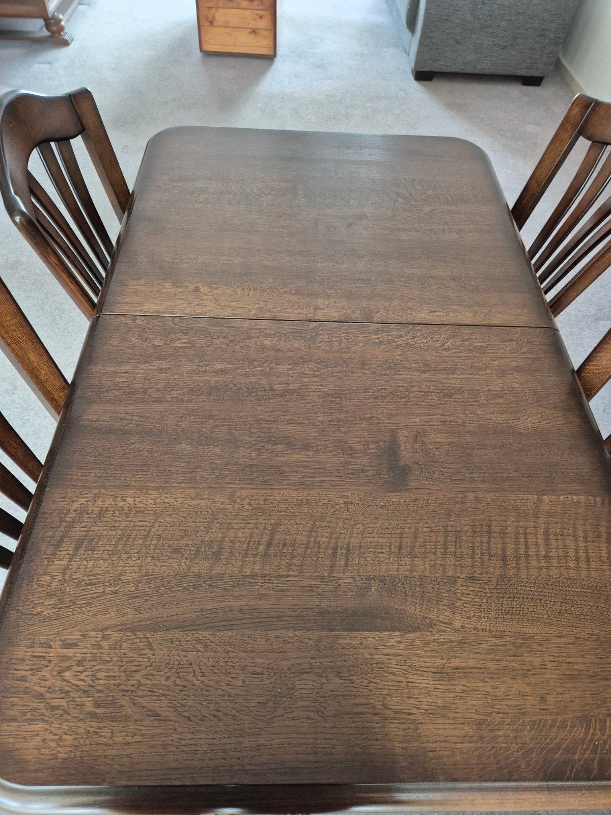 Massief eiken eettafel (uitschuifbaar) met 4 stoelen, Ophalen, Gebruikt, Eikenhout, 150 tot 200 cm
