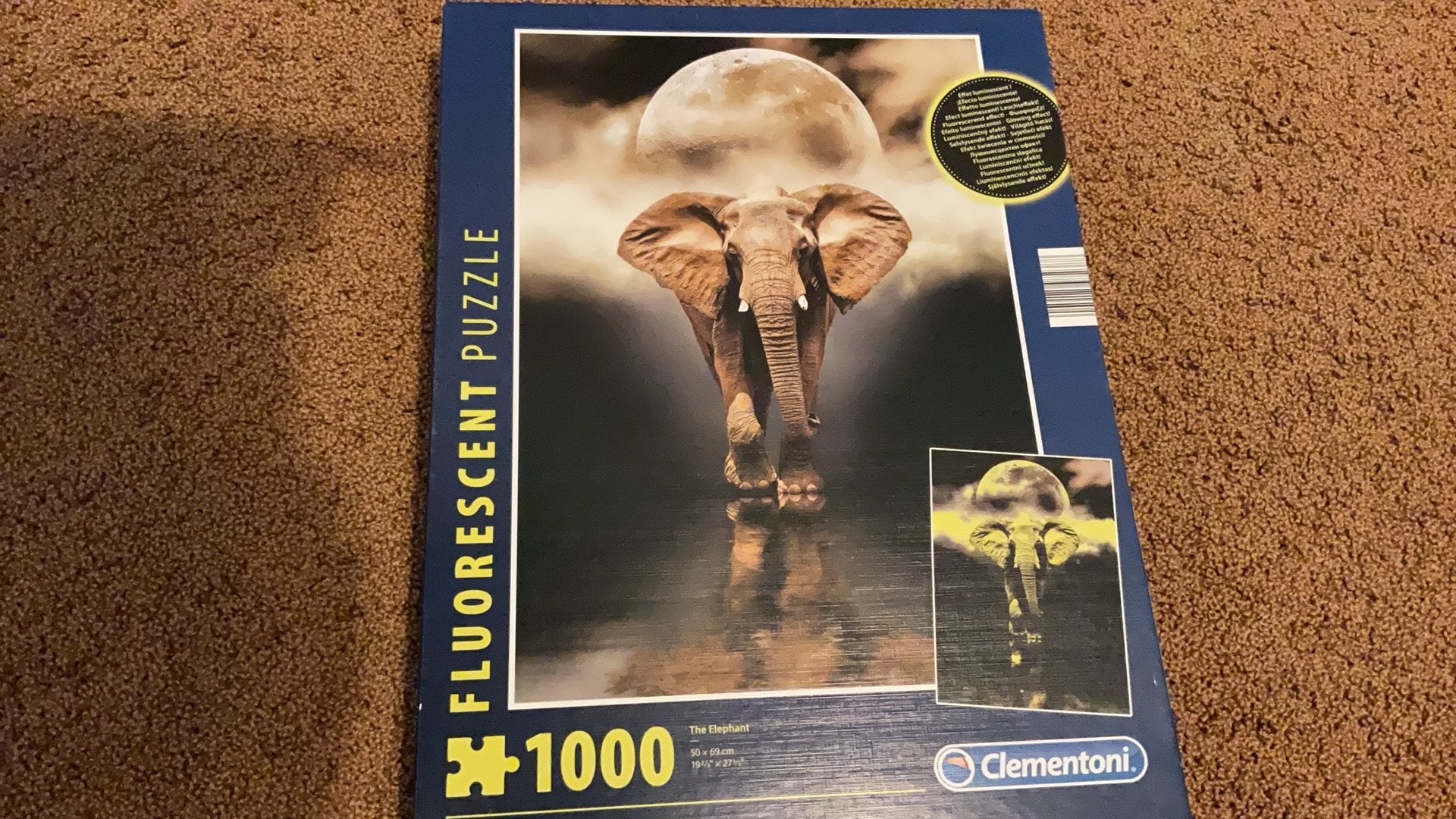 Puzzel fluoriserend, 1000 stukjes, olifant., Ophalen, 500 t/m 1500 stukjes, Zo goed als nieuw