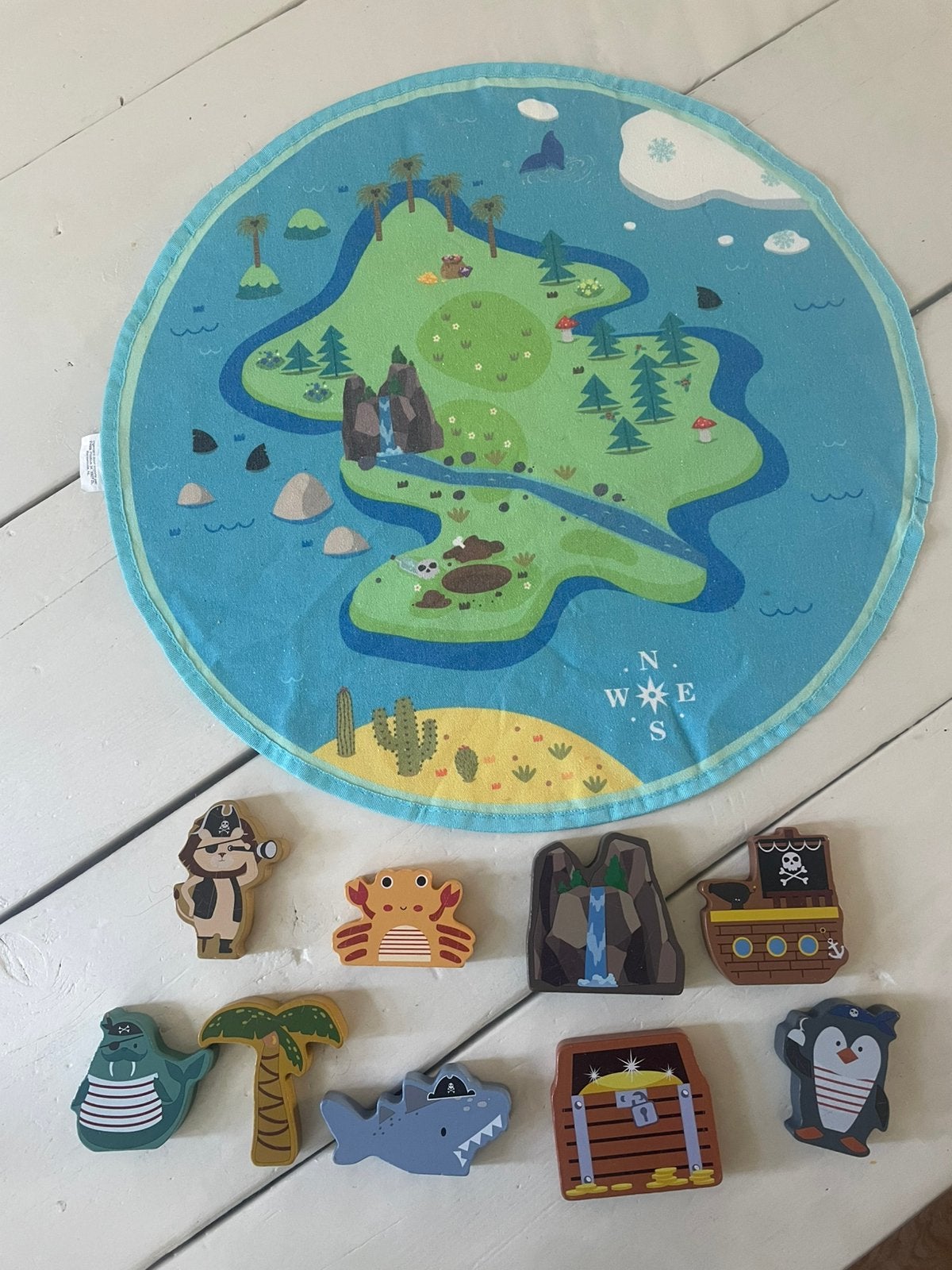 Houten piratenspeelset met schateiland en figuren, Ophalen of Verzenden