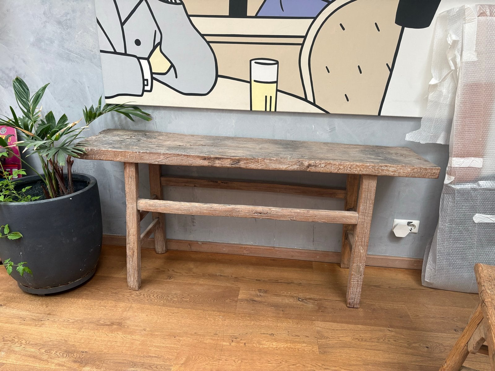 Rustieke houten side table - Vintage stijl, Ophalen, Vintage, Zo goed als nieuw, 150 tot 200 cm