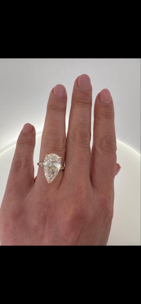Prachtige 14k Geelgouden Ring met 7.23ct Lab-grown Diamant, Ophalen of Verzenden, Zo goed als nieuw, 17 tot 18, Dame