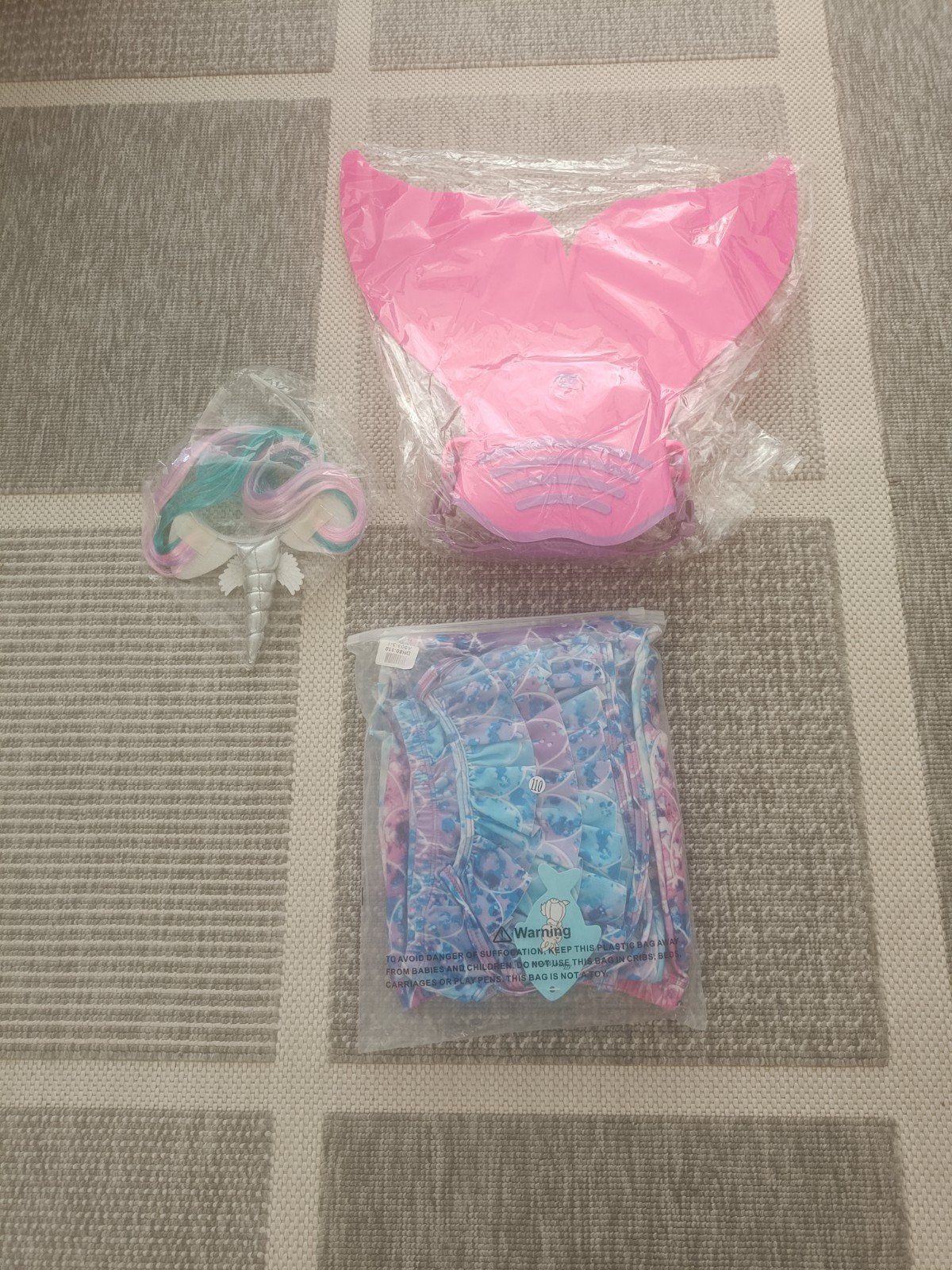 Zeemeermin zwemkleding set met monovin en haarband, Meisje, Nieuw, Overige maten, Ophalen of Verzenden
