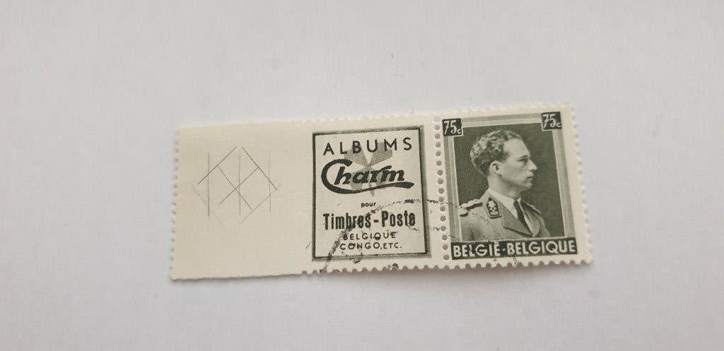 7061 belgie koning leopold III met charm reclametab 1938, Verzenden