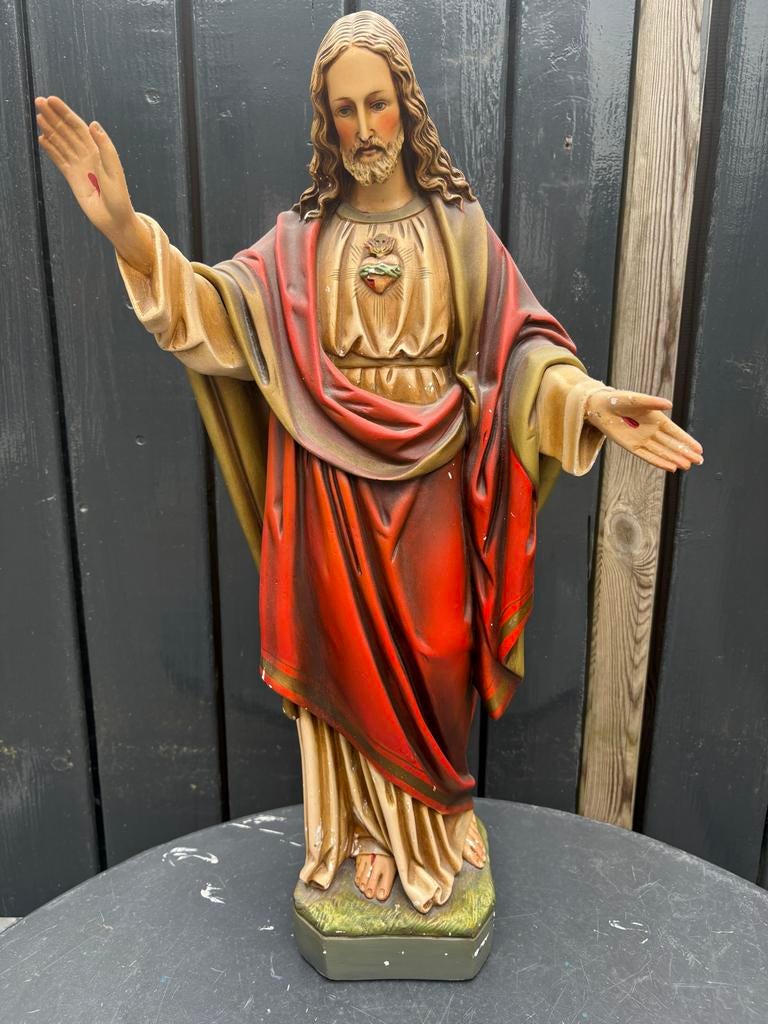 Jezus beeld Heilig Hart - 66 cm hoog, Antiek en Kunst, Antiek | Religie, Ophalen