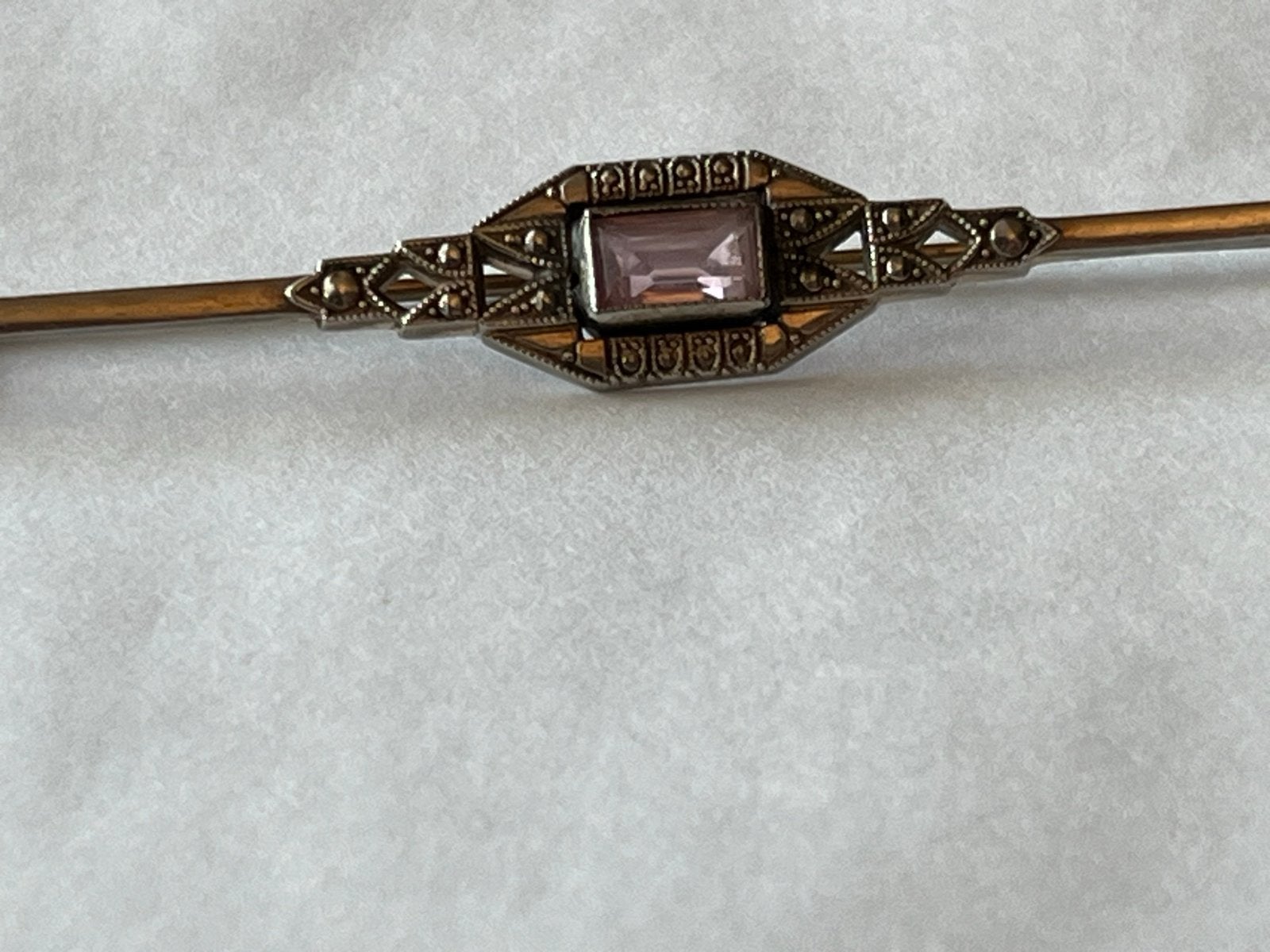 Art Nouveau Zilveren Broche met Amethist - Getest, 4 tot 7 cm, Paars, Ophalen of Verzenden, Zo goed als nieuw