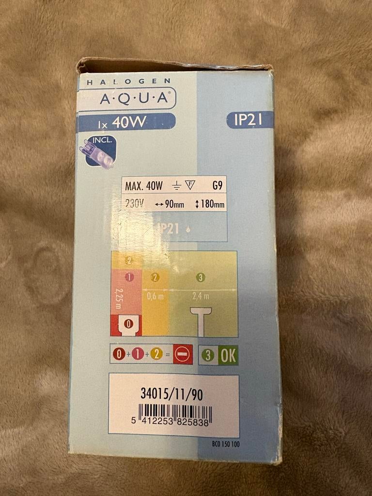 Massive Aqua Halogeen Wandlamp - Nieuw in Doos, Ophalen of Verzenden, Nieuw, Metaal