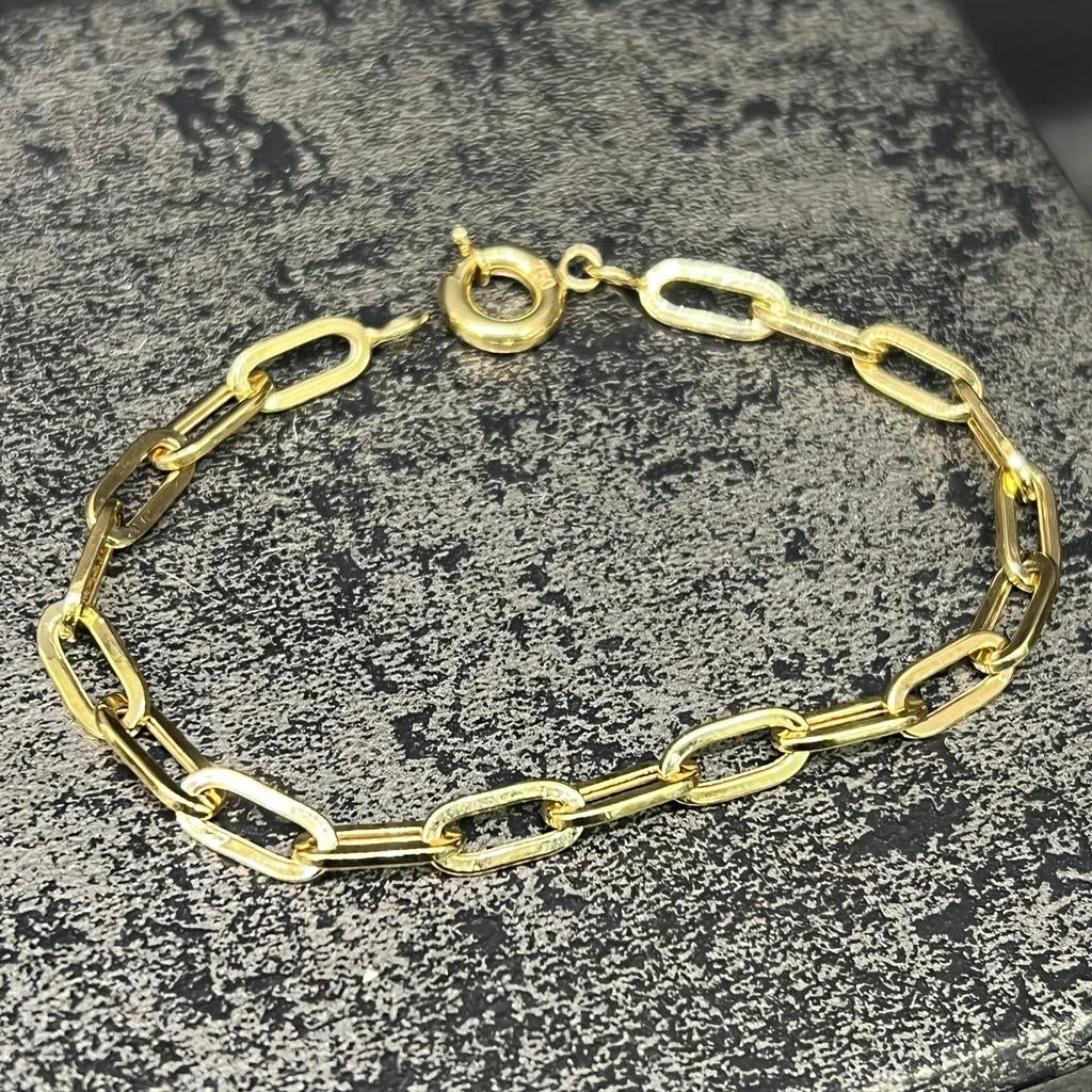 18 karaat gouden armband peperclip schakel, Ophalen of Verzenden, Zo goed als nieuw, Goud