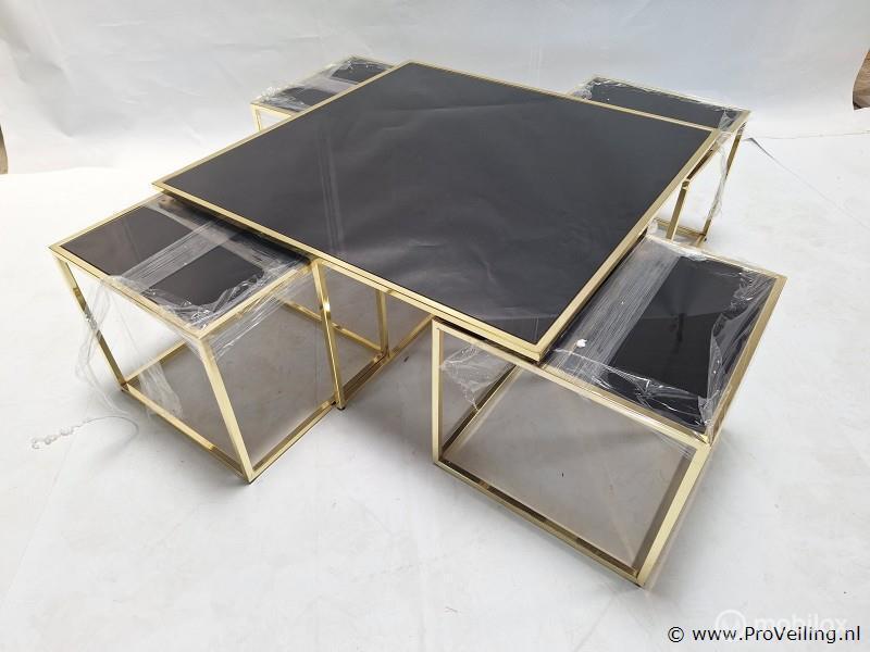 Online Veiling: Set salontafels -  ca. 90x90x43 cm en 44x..., Huis en Inrichting, Tafels | Salontafels